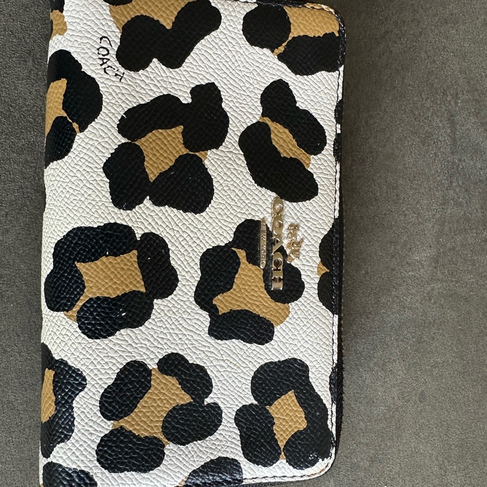 Coach Wild Pattern Wallet in Black, Tan, and White